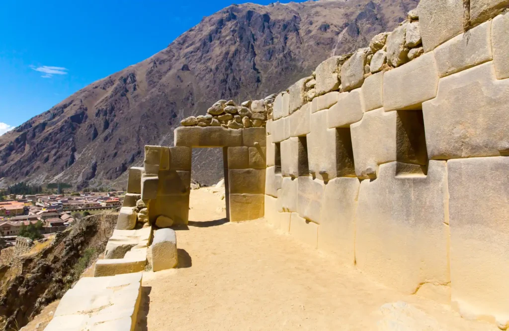 Ollantaytambo's buildings seen from inside the archaeological complex.
