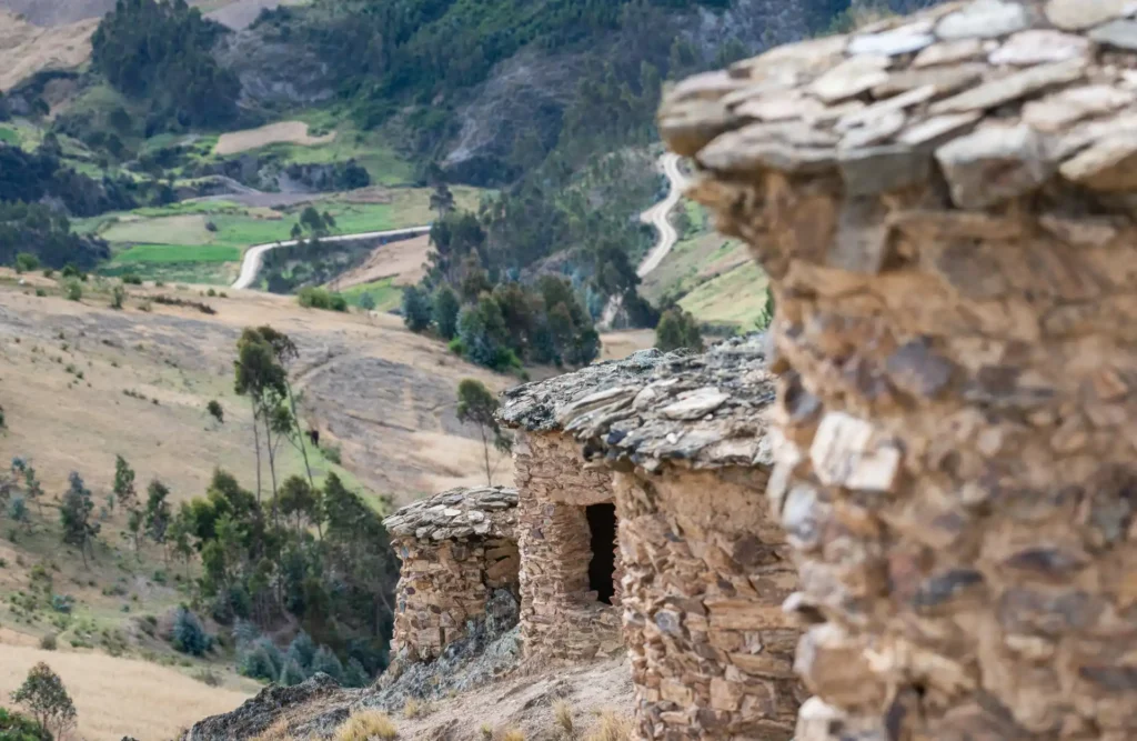 Lined pre-incan tombs situated in the proximity of Paucartambo's town.
